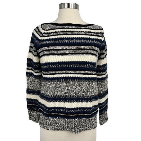 NWT Vince Size XXS Pullover Sweater Gray Striped Boucle Wool Blend 2XS - Picture 1 of 11